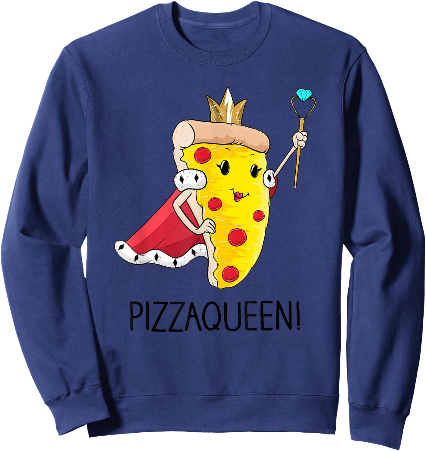 Kids Funny Pizza Queen Shirt Salami Pizza Fast Food Girl Sweatshirt - Sweatshirt | Navy