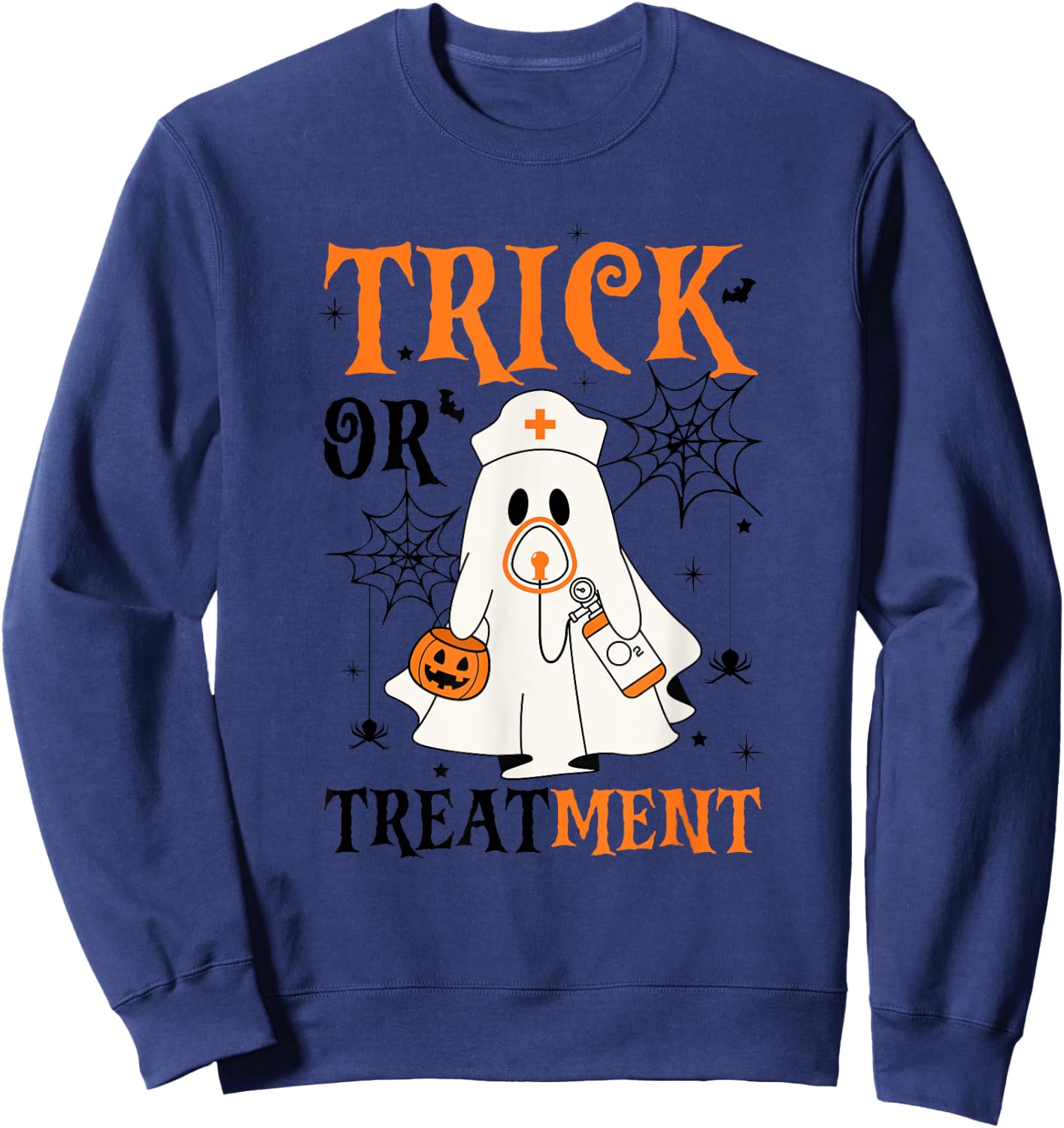 Trick Or Treatment Respiratory Therapist Nurse Halloween Sweatshirt - Sweatshirt | Navy