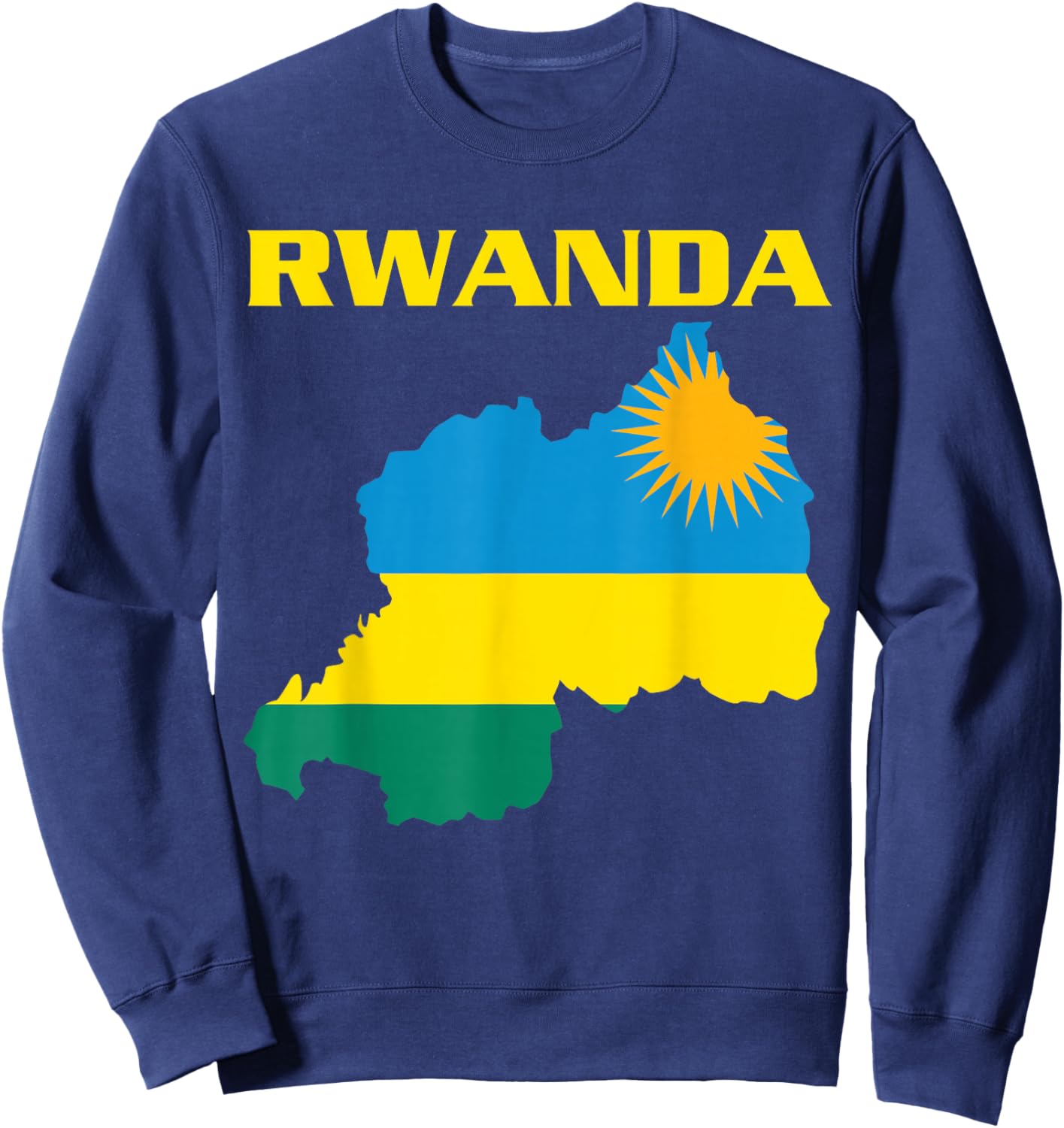 Rwanda Flag Country Shape, Rwandan Flag, Rwanda Sweatshirt - Sweatshirt | Navy