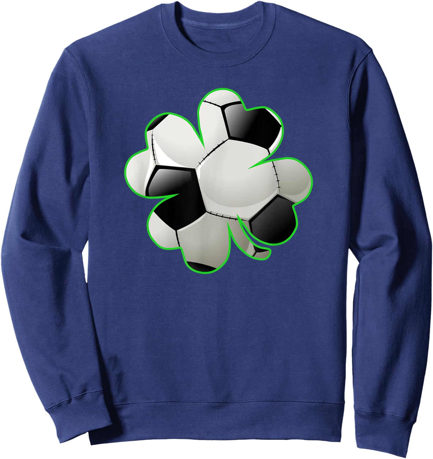 Soccer Ball Shamrock Four Leaf Clover St Patrick's Day Sweatshirt - Sweatshirt | Navy
