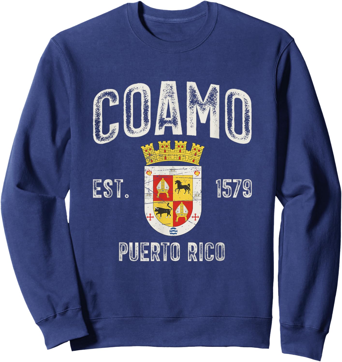 Coamo City In Puerto Rico Est 1579, Coamo Armorial Sweatshirt - Sweatshirt | Navy