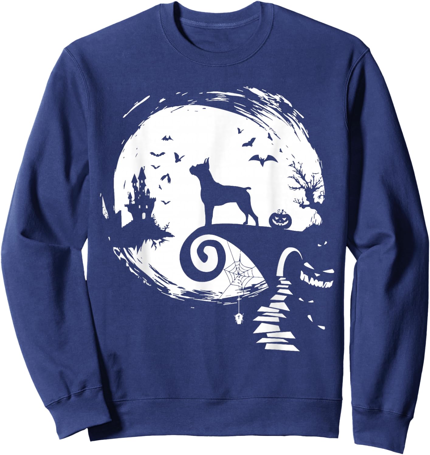 Boxer Dog And Moon Halloween Costume Dog Lover Funny Sweatshirt - Sweatshirt | Navy