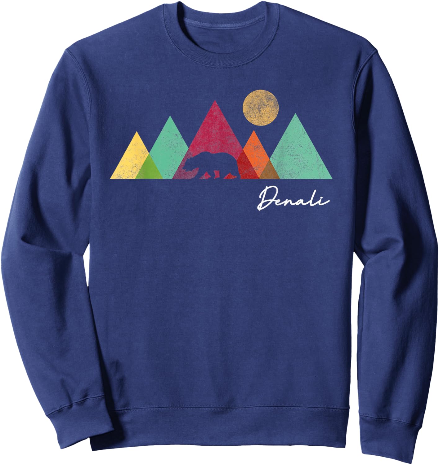 Alaska Denali National Park Souvenir Colorful Bear Mountains Sweatshirt - Sweatshirt | Navy