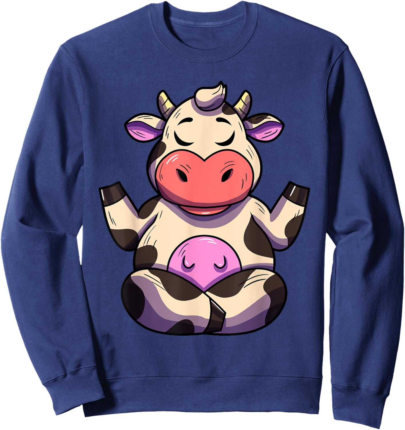 Cow Yoga Funny Cow Lovers Farmer Animal Yoga Cow Sweatshirt - Sweatshirt | Navy