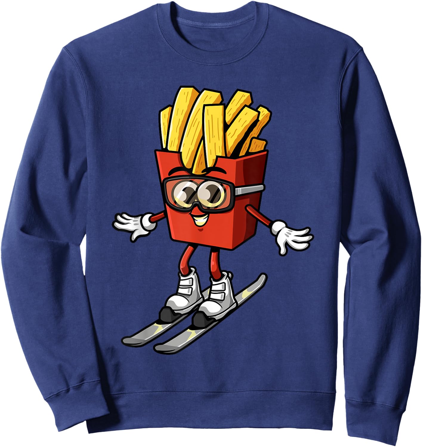 Funny French Fry Ski Potato Fries Skiing Instructor Outfit Sweatshirt - Sweatshirt | Navy