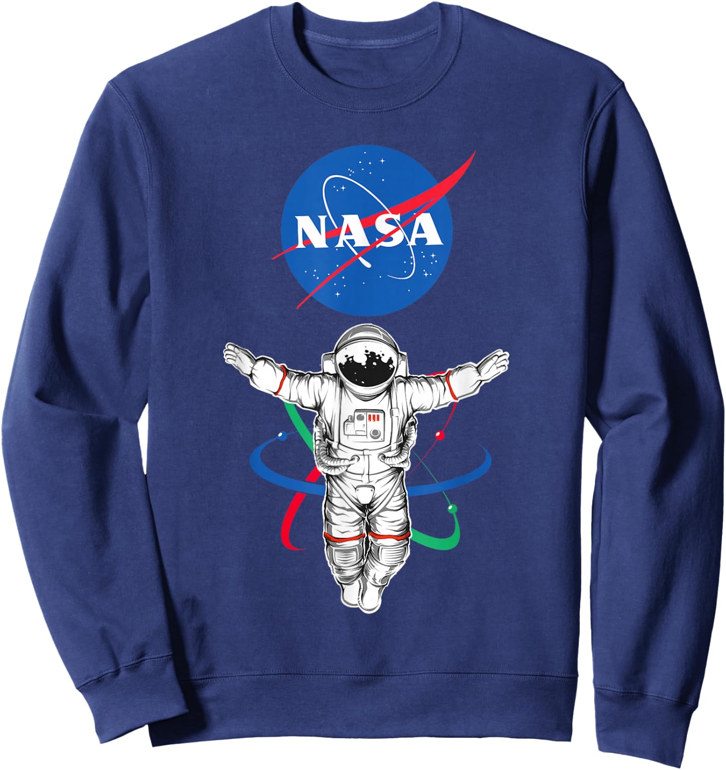 Major Future NASA - -Adults, Black, Small, Short Sleeve, Cotton/Polyester, Astronaut Atom NASA Theme Sweatshirt - Sweatshirt | Navy