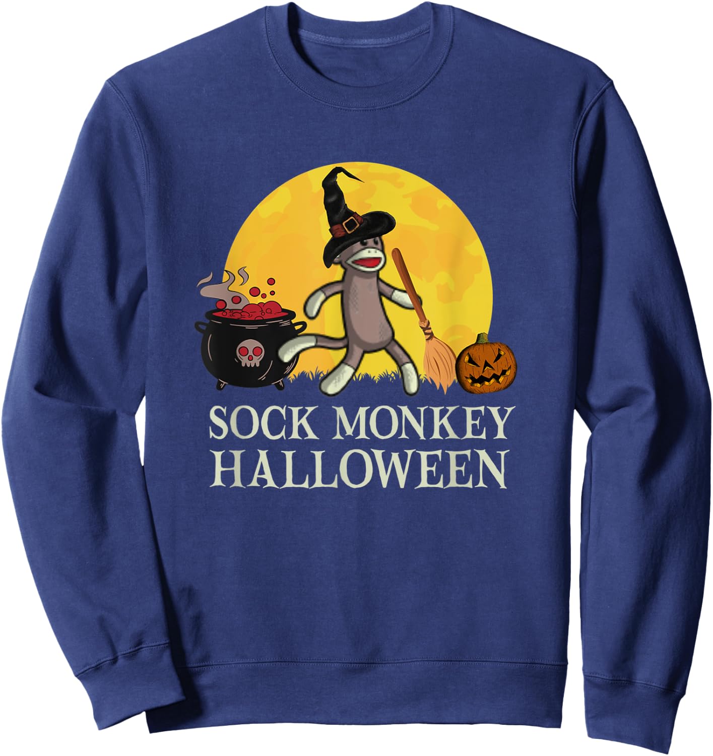 It's a Sock Monkey Halloween Sock Monkey Witch Sweatshirt - Sweatshirt | Navy