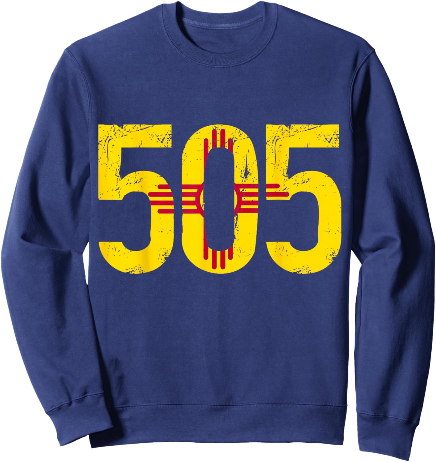 Albuquerque New Mexico 505 Area Code Flag Pride Vintage Sweatshirt - Sweatshirt | Navy