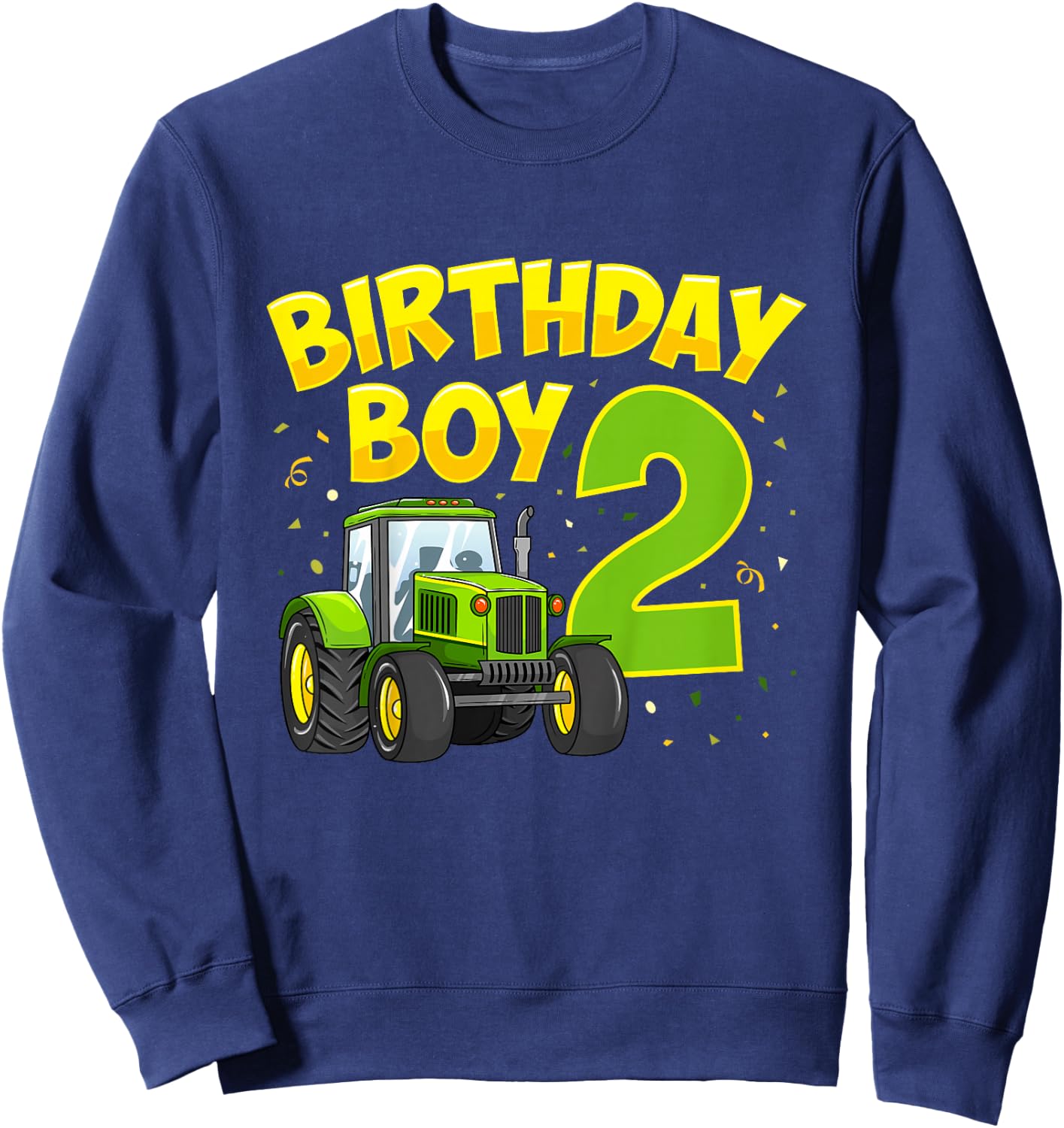 Kids 2nd Birthday Boy 2 Year Old Farm Truck Tractor Party Sweatshirt - Sweatshirt | Navy