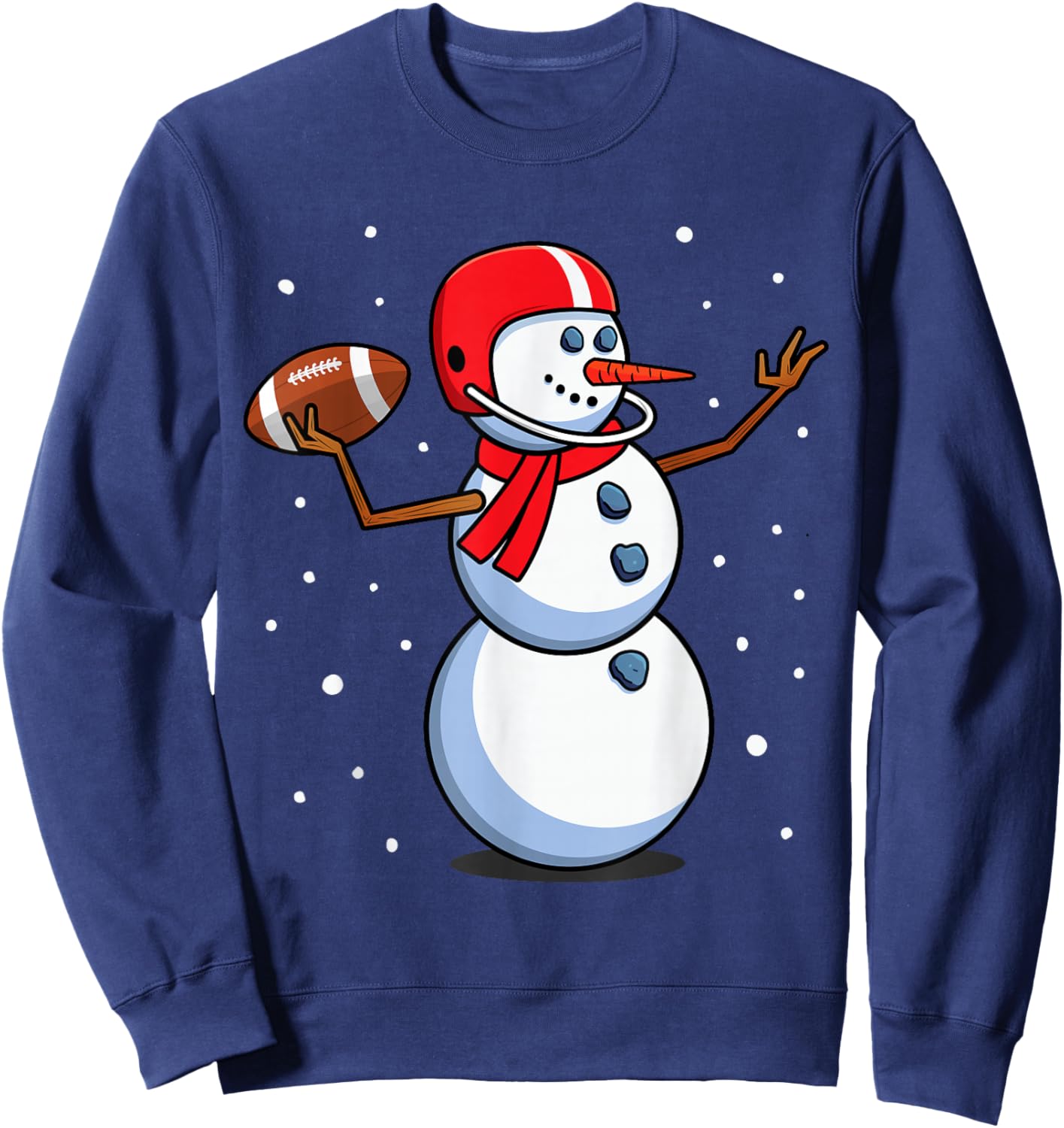 Snowman Football Player Santa Hat Men Boys Christmas Sports Sweatshirt - Sweatshirt | Navy