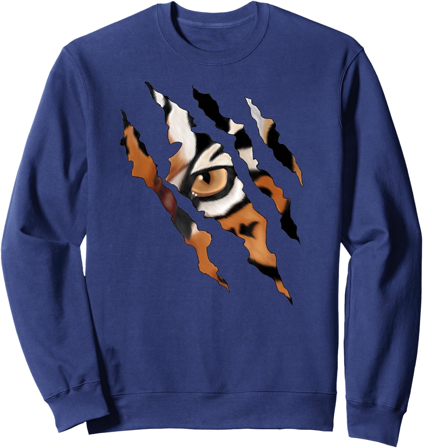 Fearless Tiger Cat Eye Claw Silhouette Sweatshirt - Sweatshirt | Navy