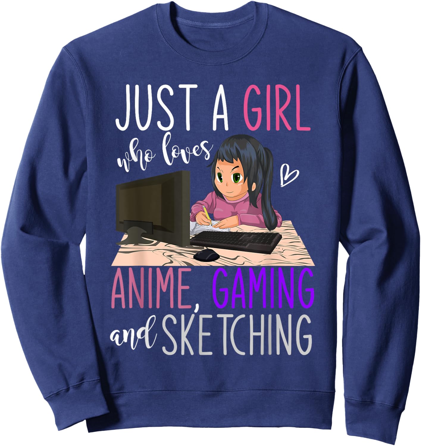 Artist Gamer Girls Gift Sketching Video Games Gaming Anime Sweatshirt - Sweatshirt | Navy