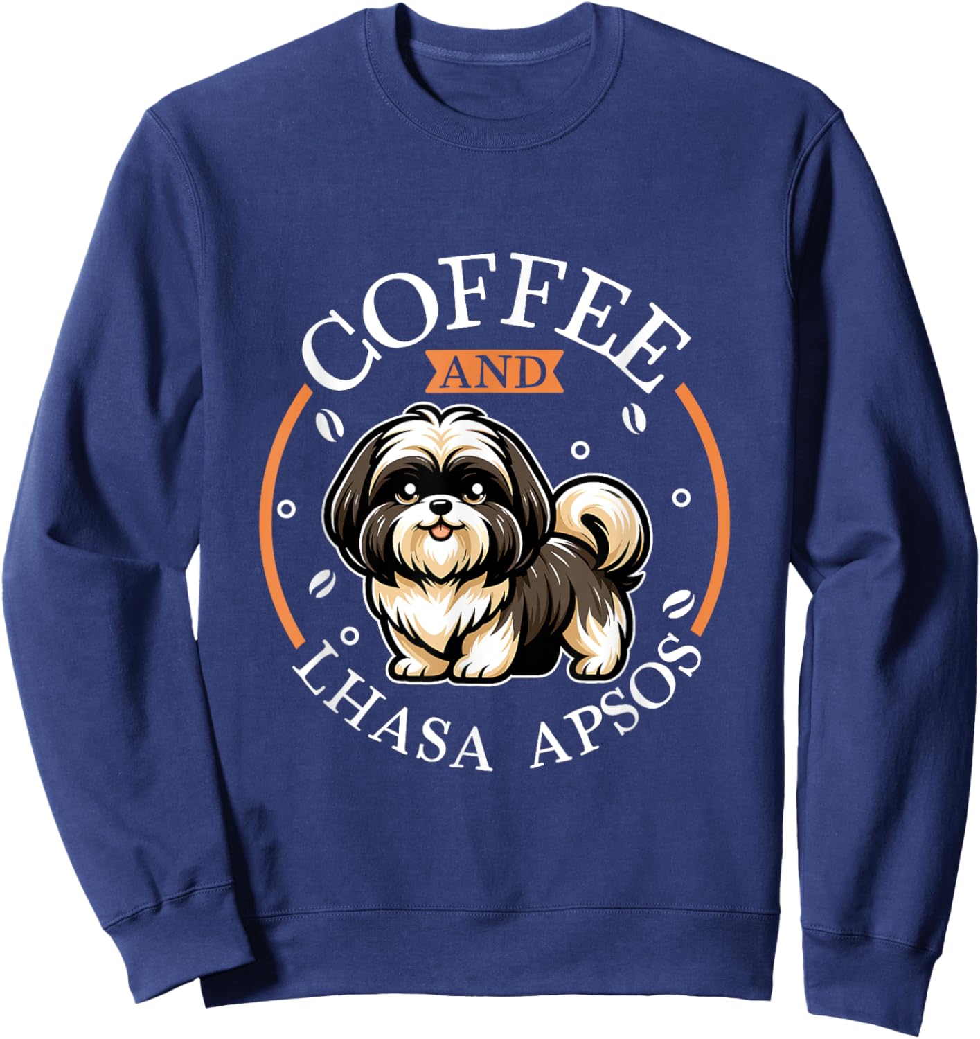 Coffee and Lhasa Apso Sweatshirt - Sweatshirt | Navy