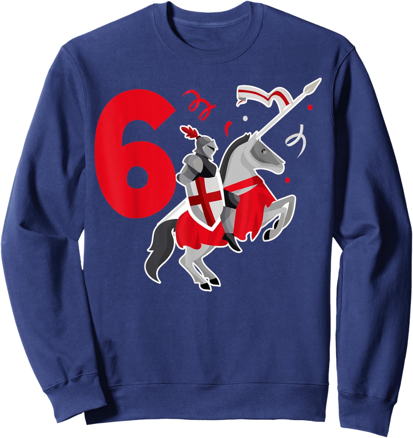 Kids 6th Birthday Party 6 Years Old Son Knights Soldier Sweatshirt - Sweatshirt | Navy