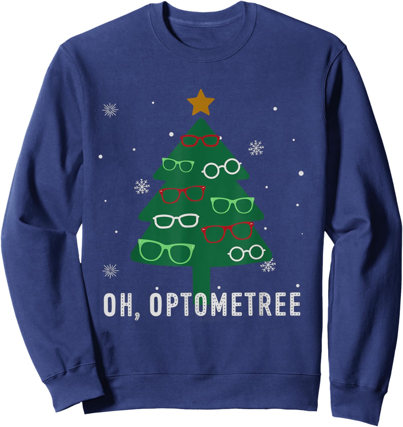 Oh Optometree Christmas Tree Optometry Student Eye Squad Sweatshirt - Sweatshirt | Navy