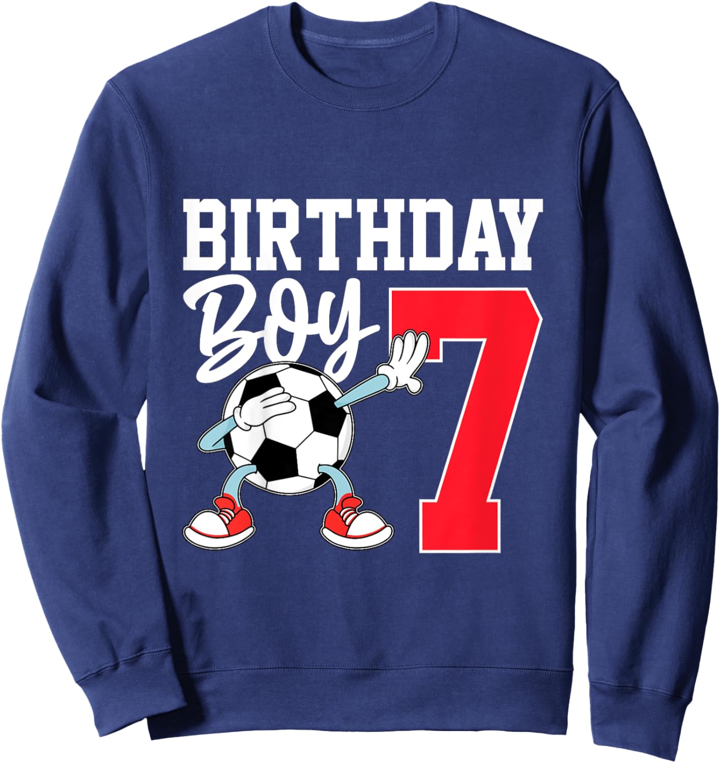 Kids 7th Birthday Shirt Boy Soccer Kids Football Seven 7 Year Old Sweatshirt - Sweatshirt | Navy