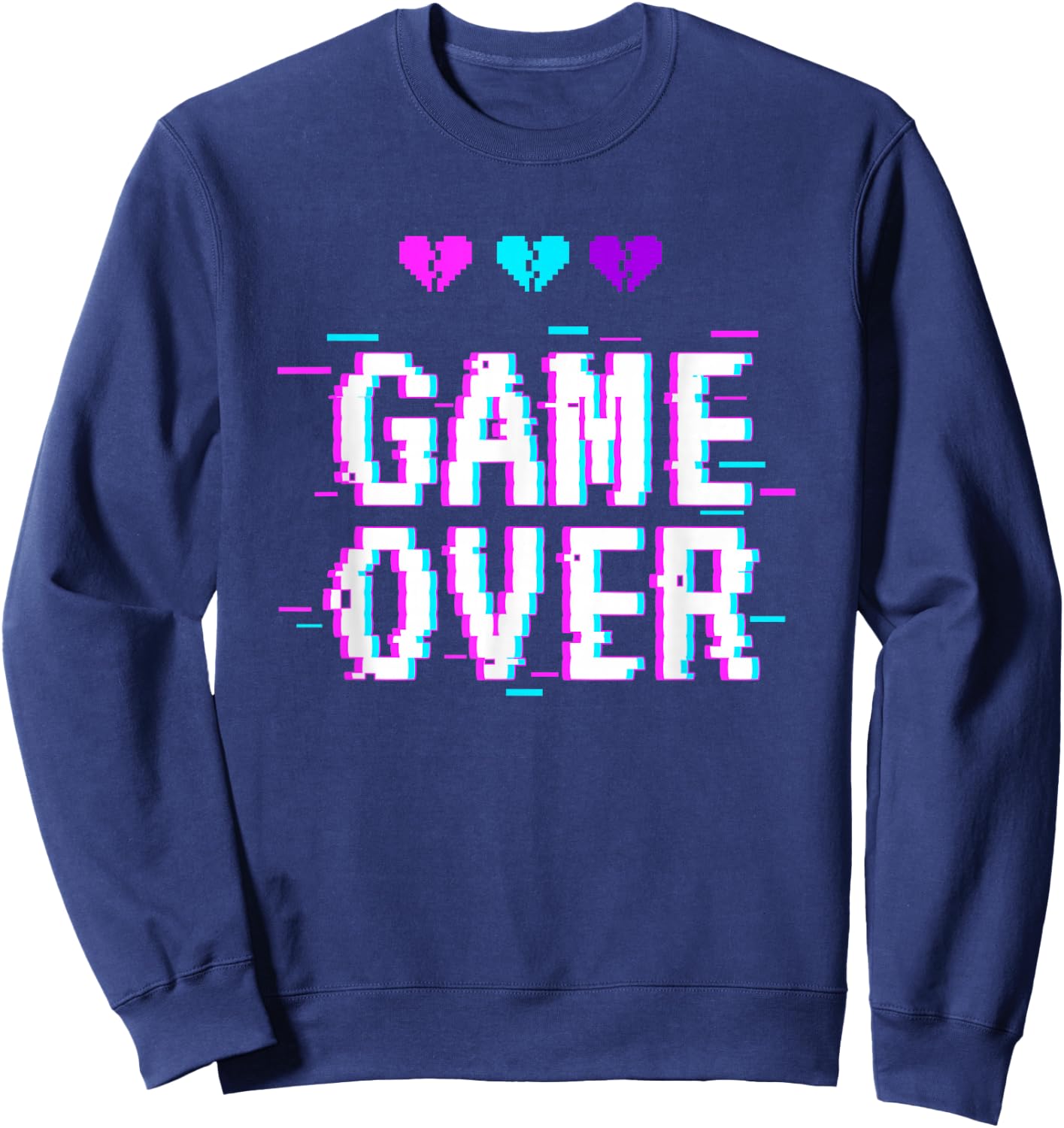 Vaporwave Aesthetic Style Game Over Yami Kawaii Pastel Goth Sweatshirt - Sweatshirt | Navy