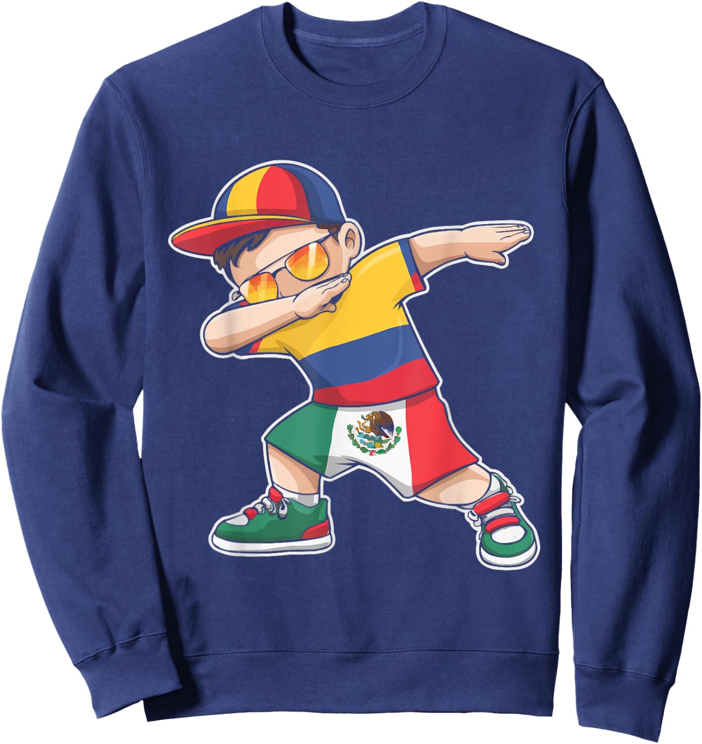 Half Columbian Half Mexican Mexico Flag Columbia Sweatshirt - Sweatshirt | Navy