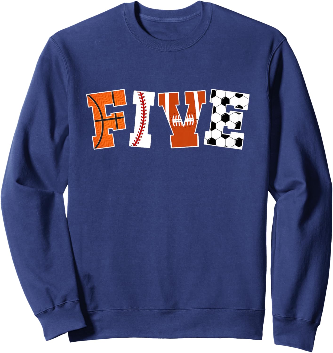 Kids 5th Birthday Sports Birthday Party 5 Year Old Boy Sweatshirt - Sweatshirt | Navy