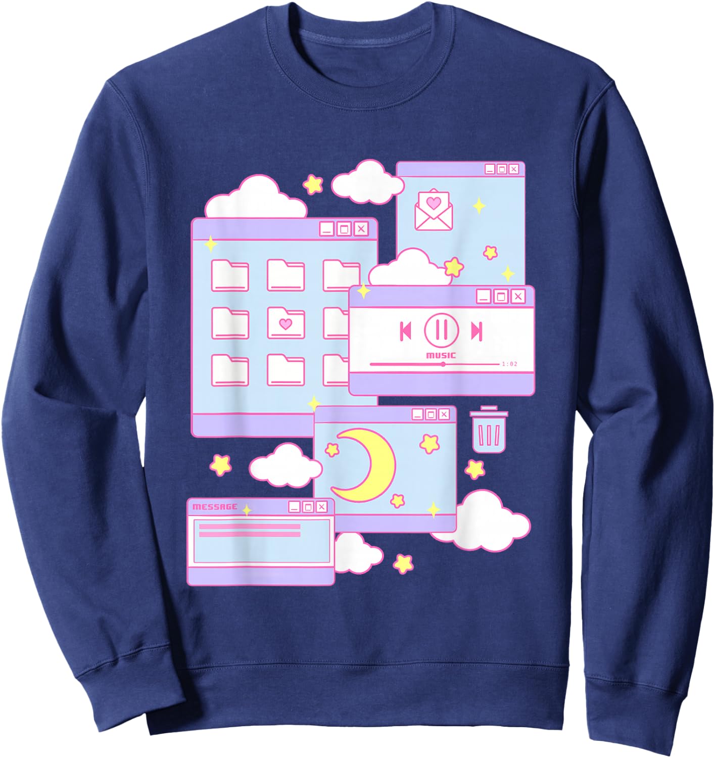 90s Grunge Kawaii E-Girl Browser Pastel Sweatshirt - Sweatshirt | Navy