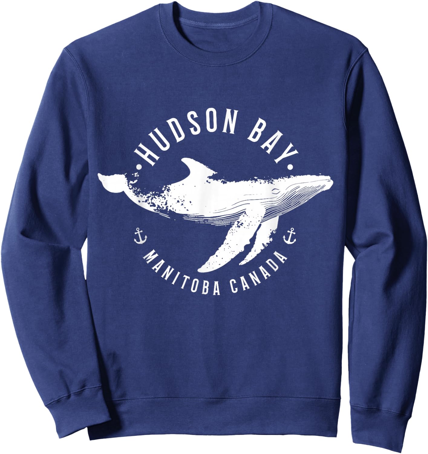 Hudson Bay Manitoba Canada Souvenir Whale Ocean Nautical Sweatshirt - Sweatshirt | Navy