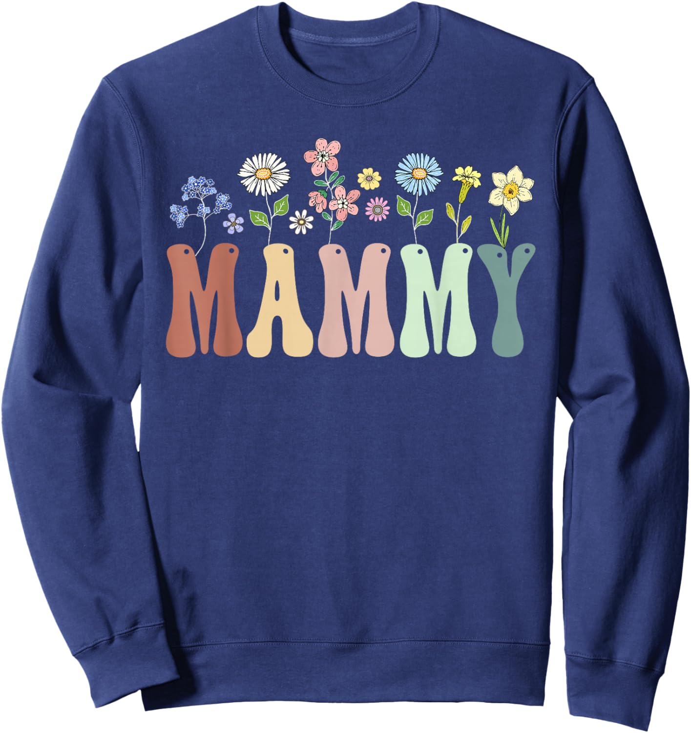 Mammy Gifts Women Wildflower Floral Design Mammy Sweatshirt - Sweatshirt | Navy