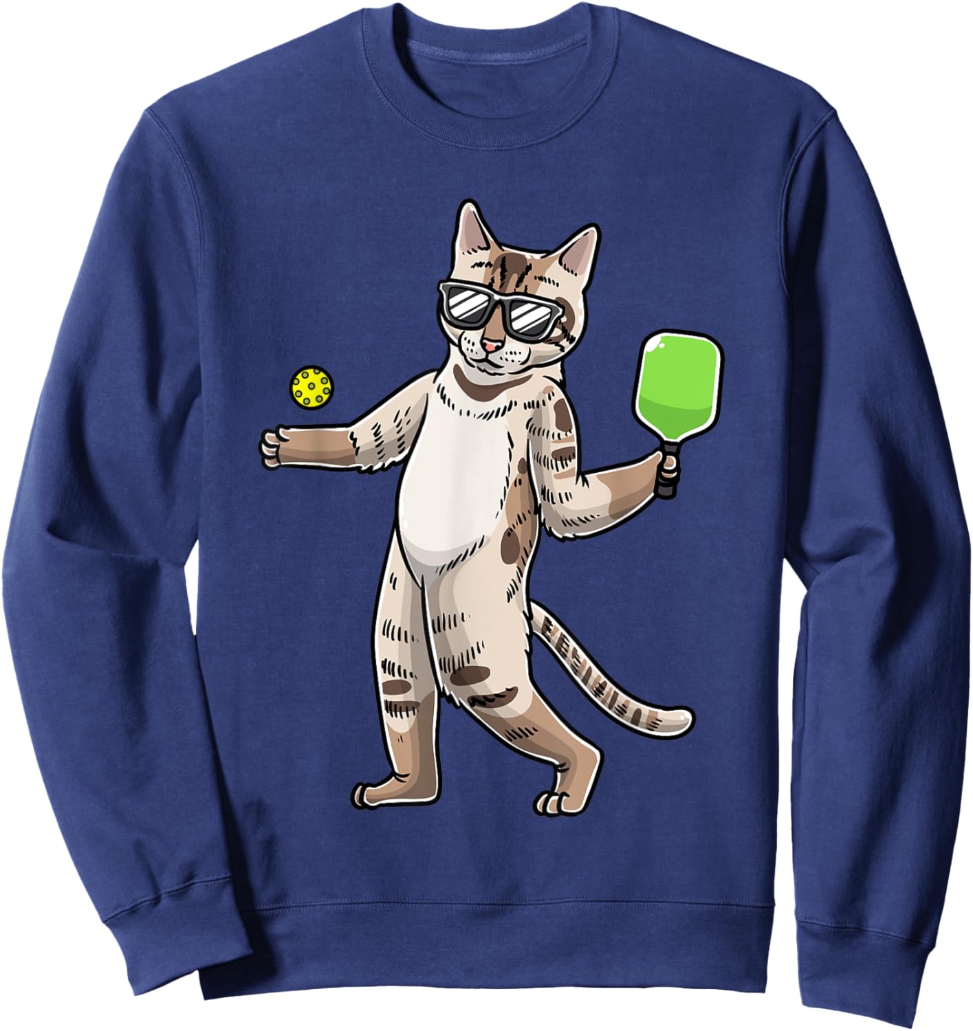 Cat Playing Pickleball Player Racket Sports Men Women Sweatshirt - Sweatshirt | Navy