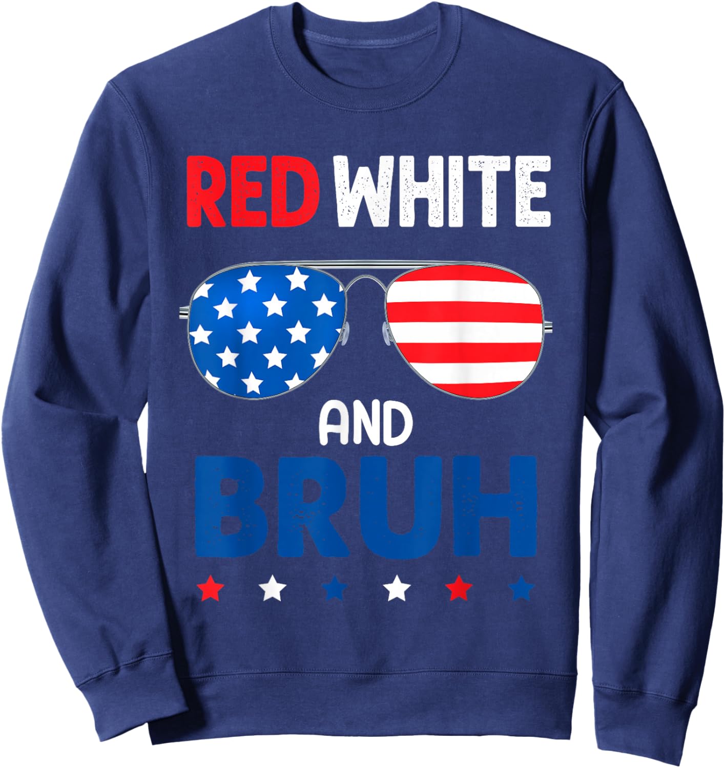 Red And White Bruh Patriotic 4th Of July Boys Girls Kids Sweatshirt - Sweatshirt | Navy