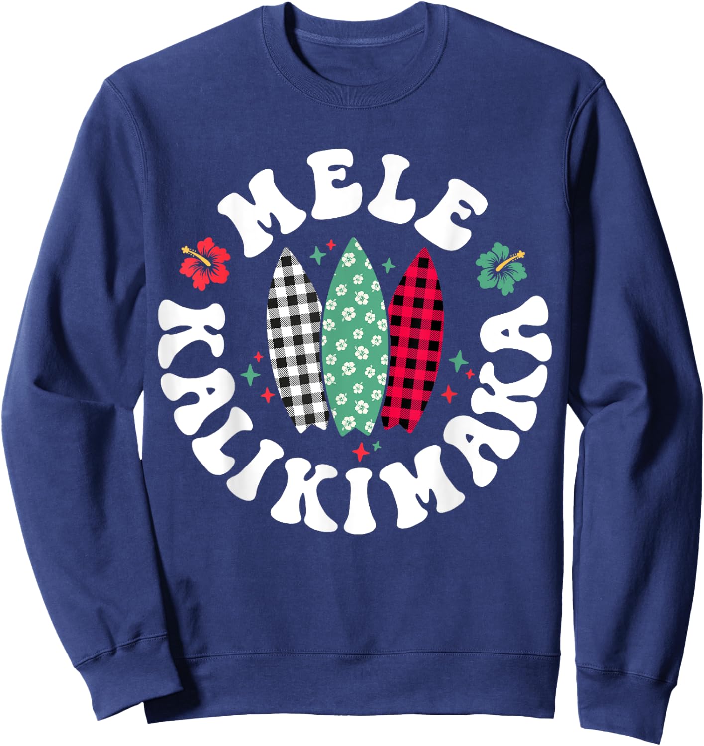 Mele Kalikimaka Christmas In Hawaii Hawaiian Surfing Beach Women Kids Sweatshirt - Sweatshirt | Navy