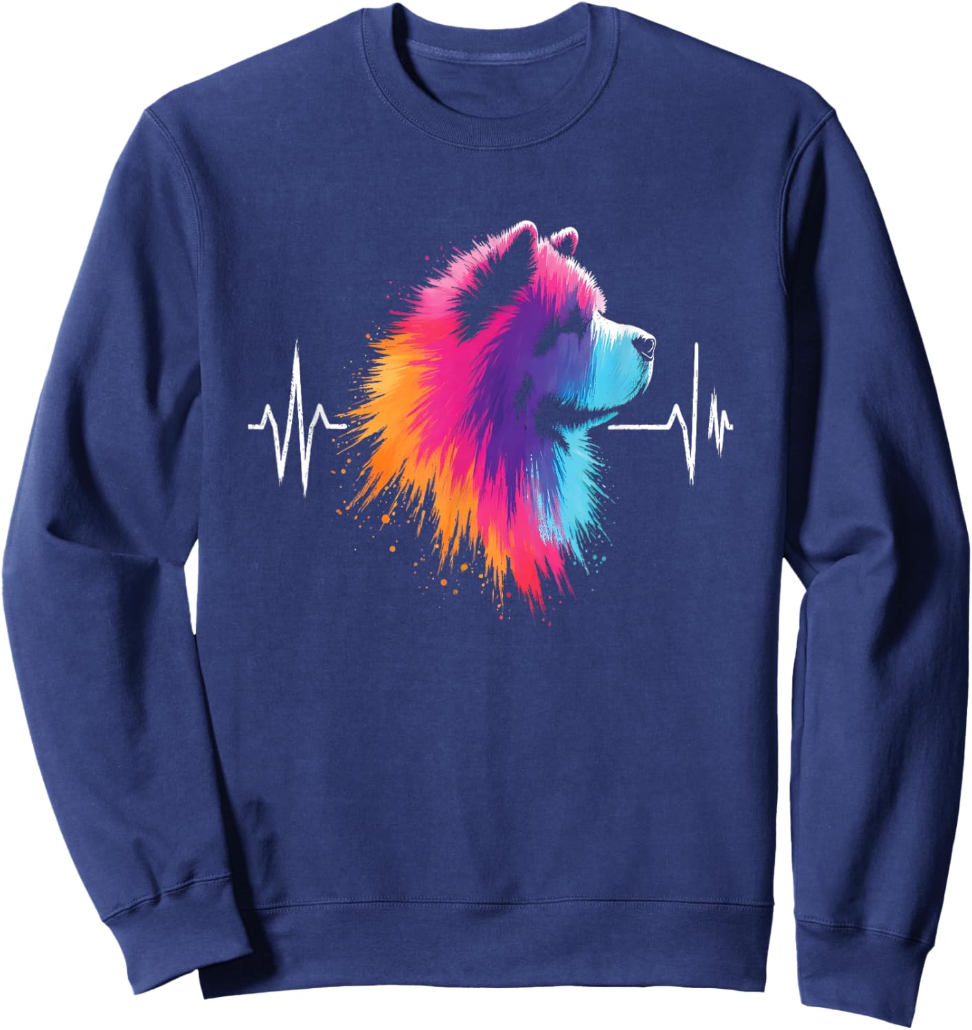 Chow Chow Heartbeat - Vintage Chow Chow Dog Breed Lover Sweatshirt - Sweatshirt | Navy