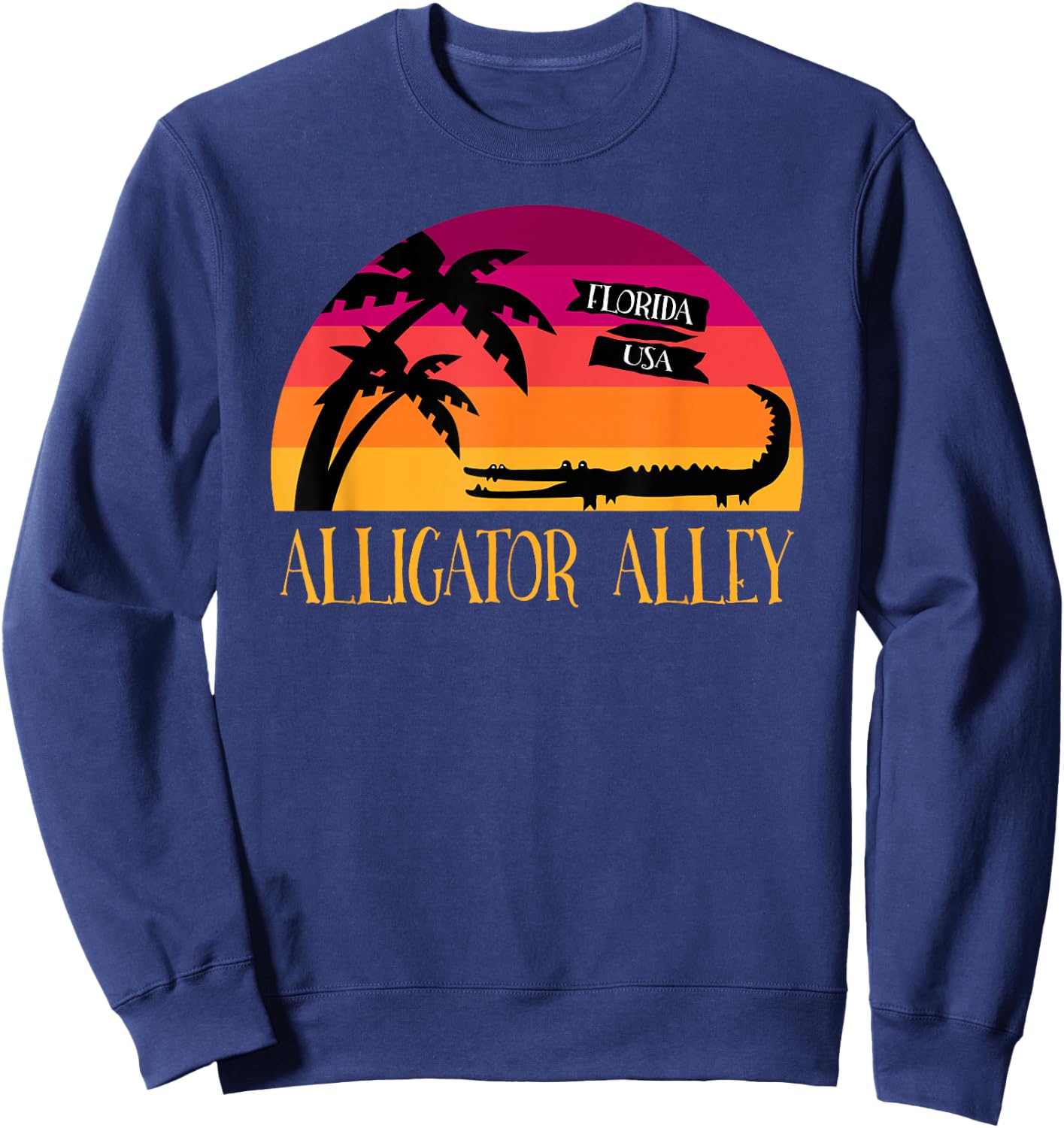 Alligator Alley Retro Sunset Florida Sweatshirt - Sweatshirt | Navy