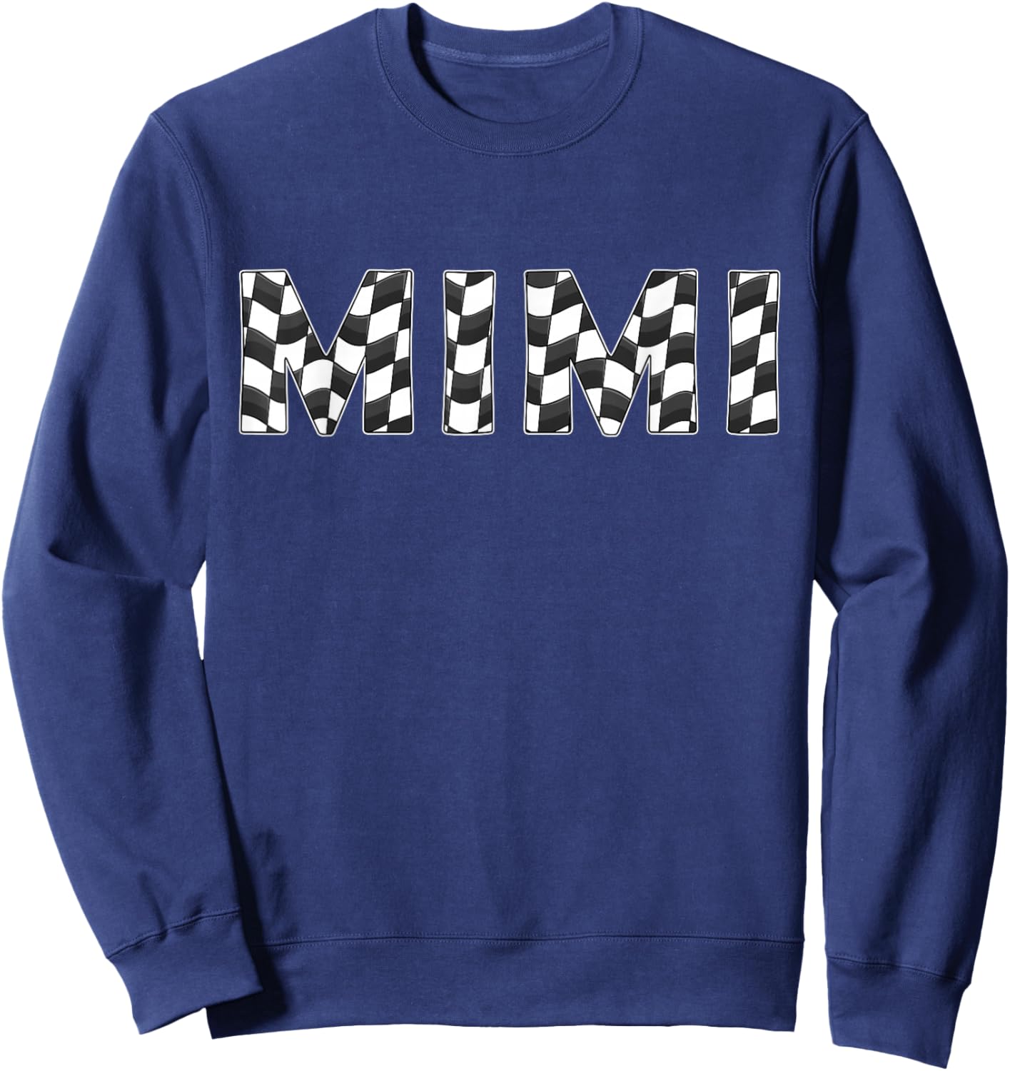 Checkered race car Mimi White Black Checkerboard Women Flag Sweatshirt - Sweatshirt | Navy