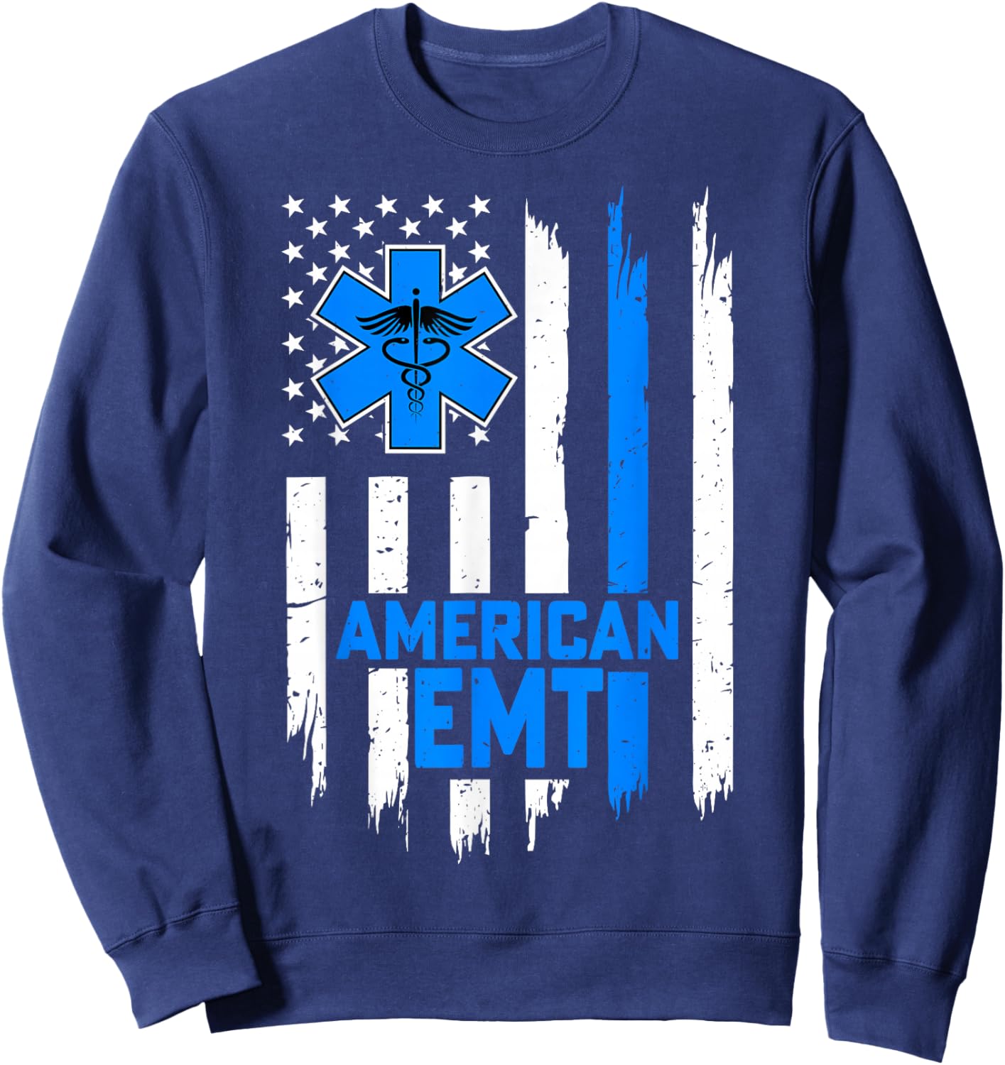 American EMT USA Flag 4th of July Educated Paramedic Gifts Sweatshirt - Sweatshirt | Navy