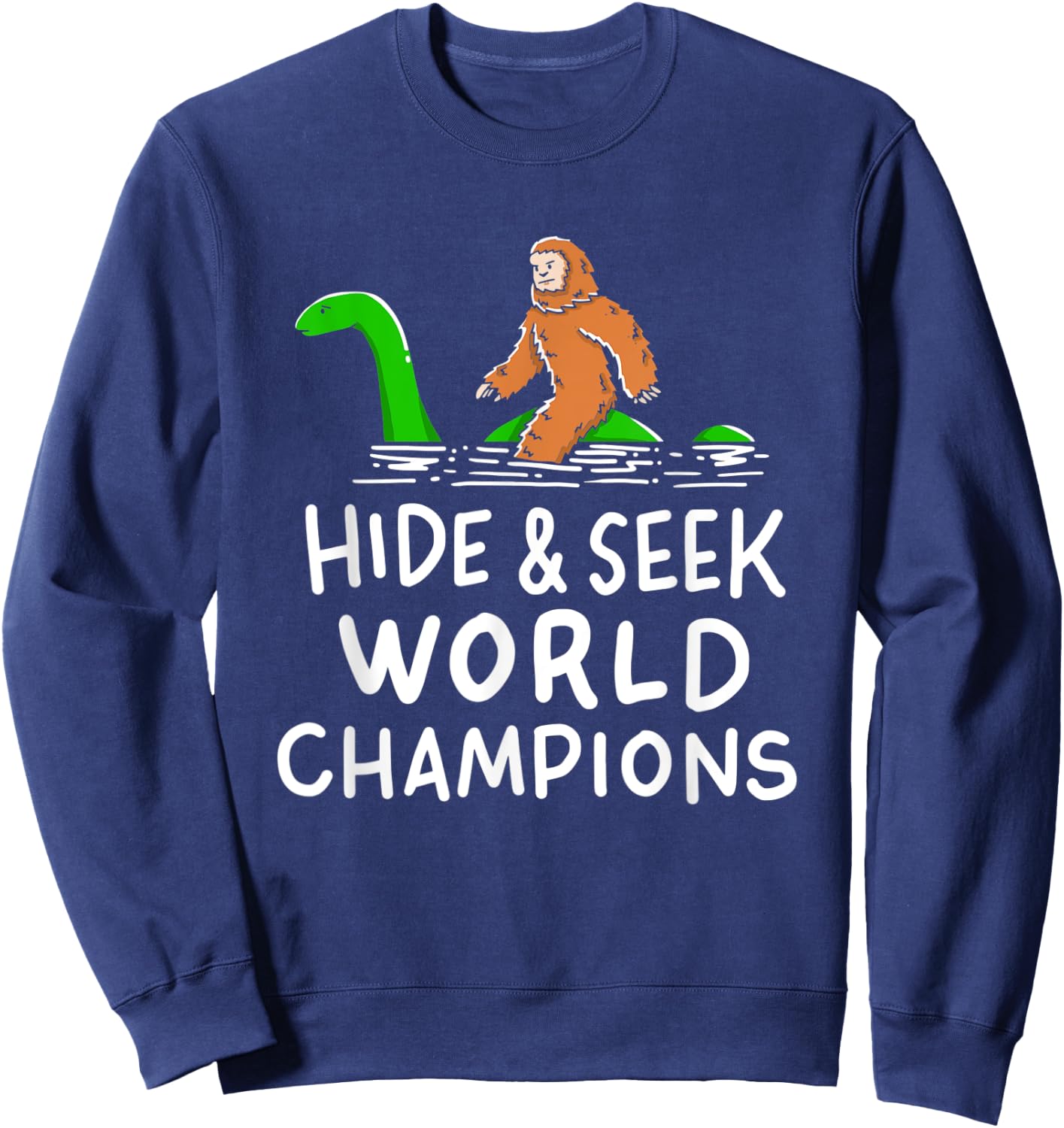 Bigfoot Riding Loch Ness Monster Gift A Champion Sweatshirt - Sweatshirt | Navy