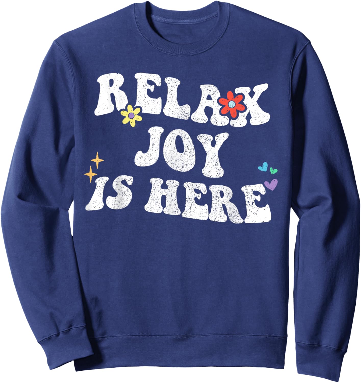 Retro Groovy Relax Joy Is Here Funny Mother's Day Name Sweatshirt - Sweatshirt | Navy