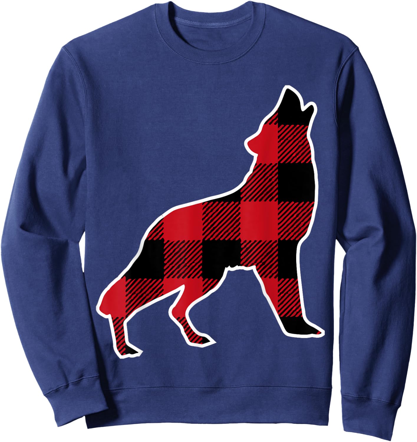 Wolf Family Shirt | Red Plaid Buffalo Matching Family Pajama Sweatshirt - Sweatshirt | Navy