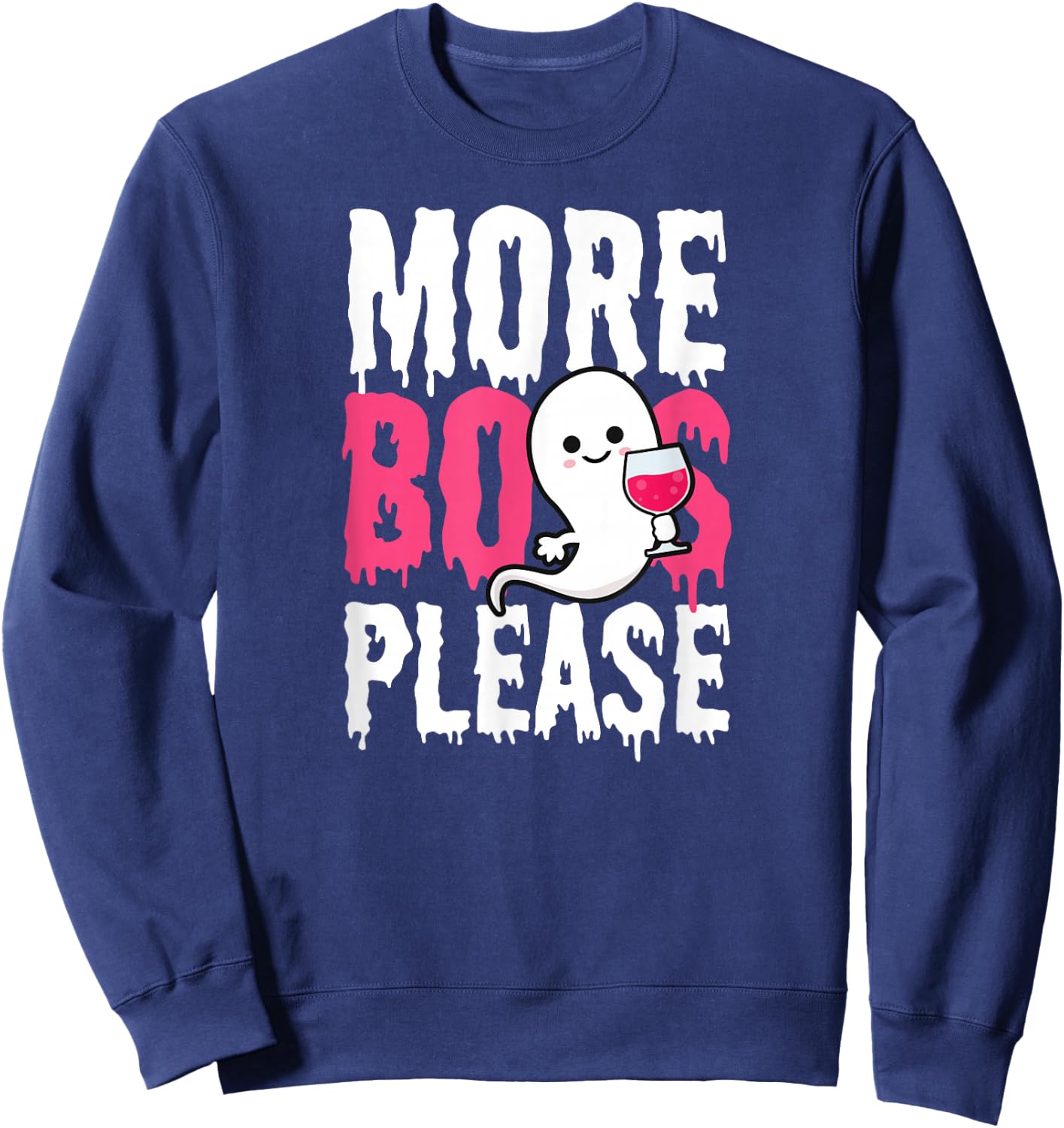 More Boos Please Design Halloween Wine Drinking Sweatshirt - Sweatshirt | Navy
