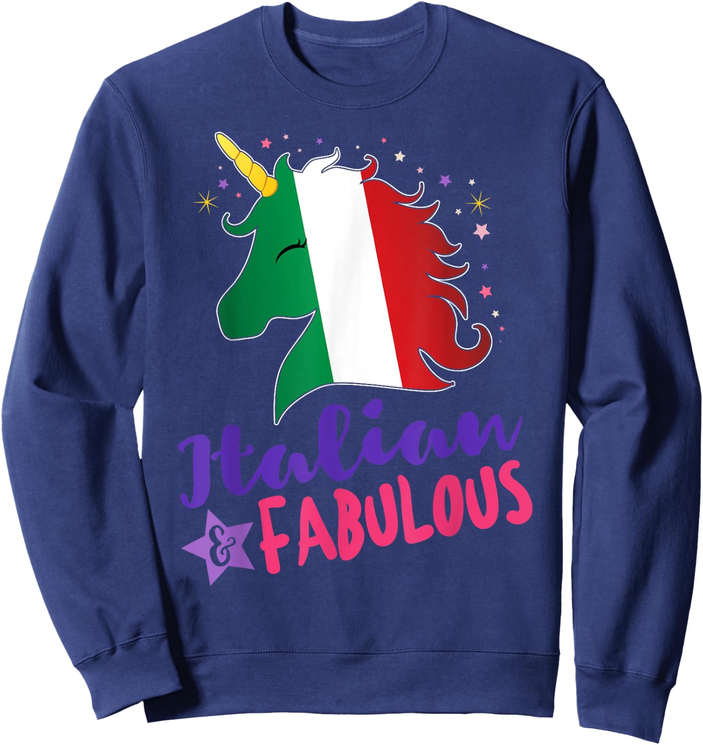 Italian Pride Gift Italian Unicorn Sweatshirt - Sweatshirt | Navy