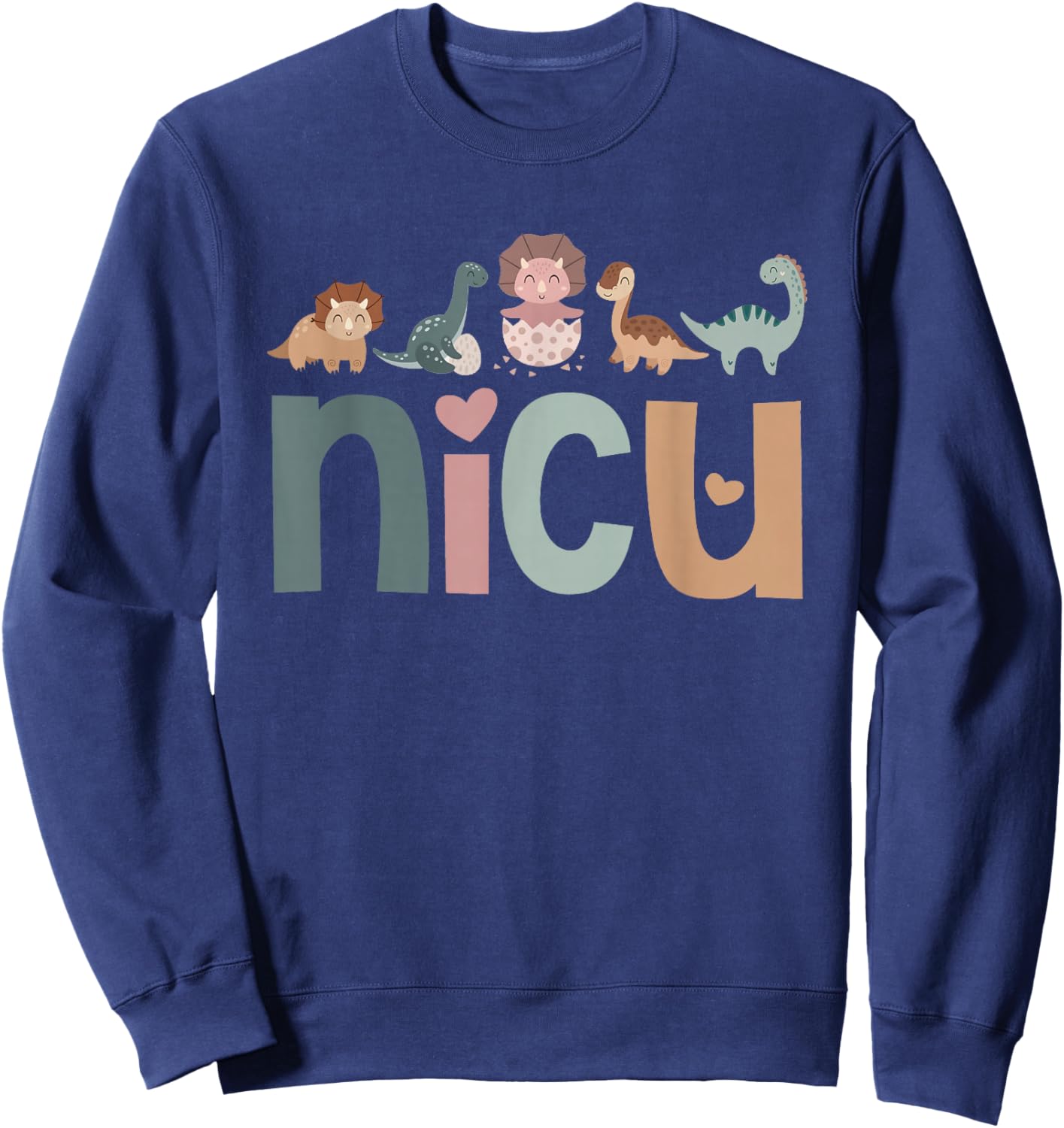 Retro NICU Nurse Baby Dinosaurs Neonatal Intensive Care Unit Sweatshirt - Sweatshirt | Navy