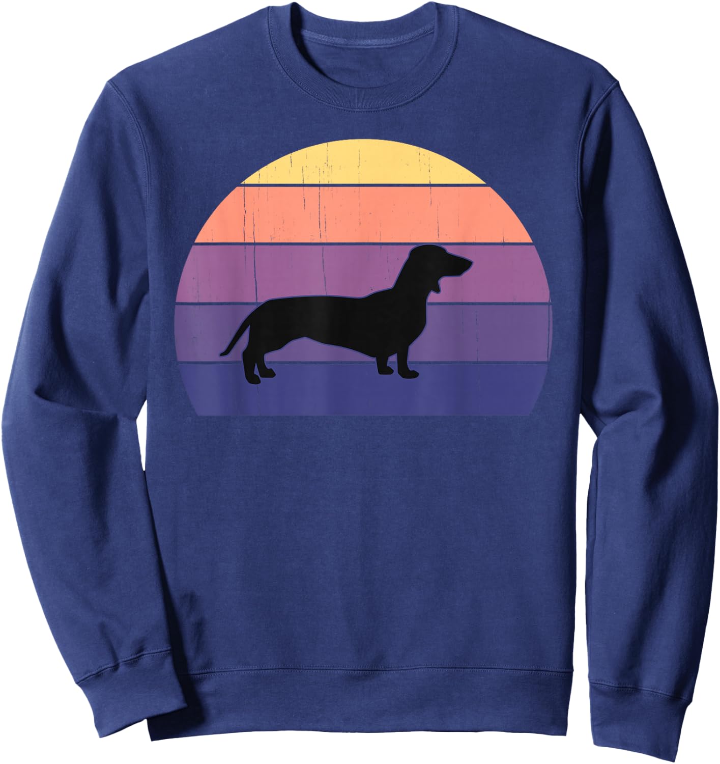 Cool Retro Sunset Dachshunds: Great Dachshund Owner/Lover Sweatshirt - Sweatshirt | Navy