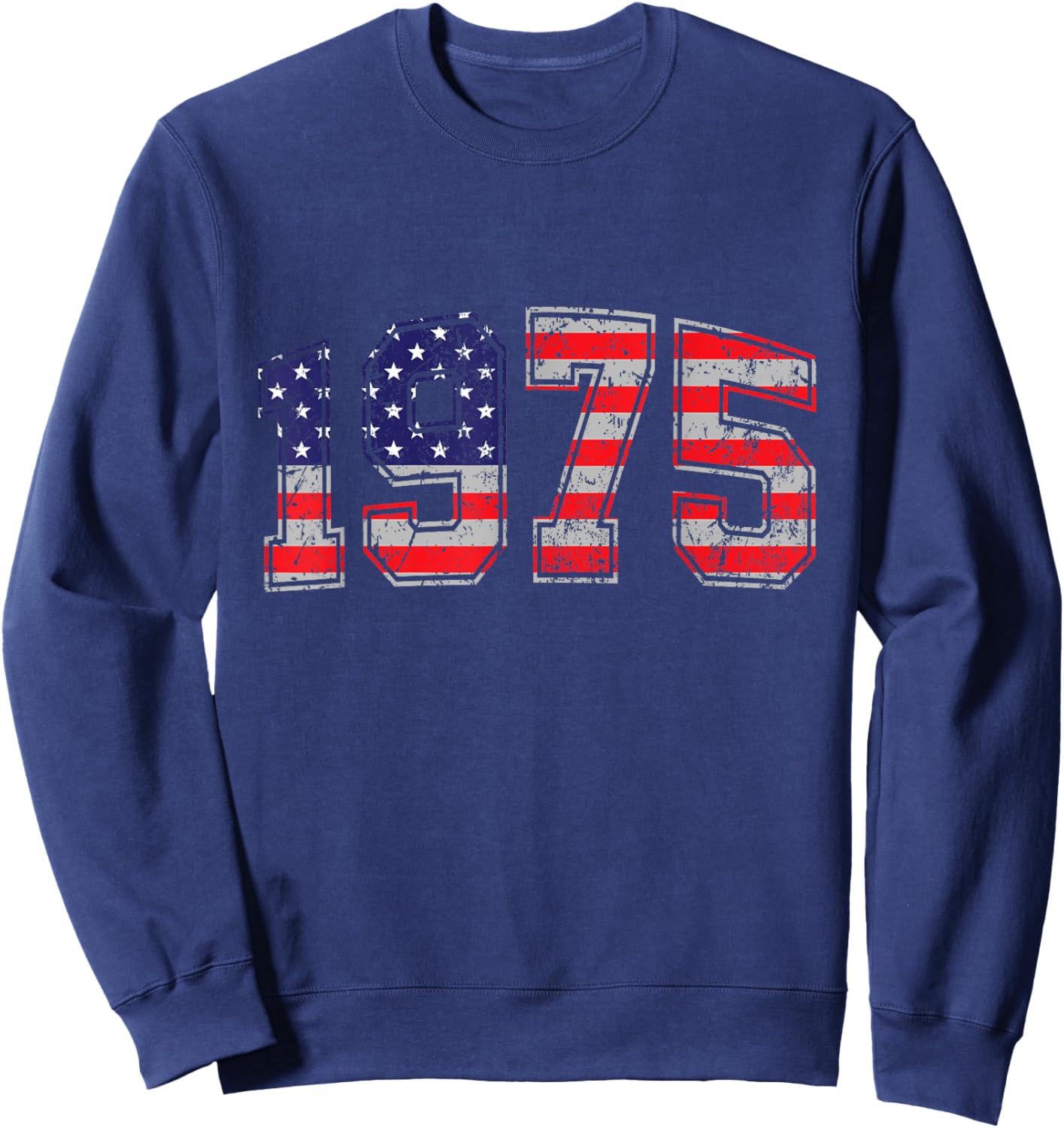 Vintage 1975 49 Years Old American Flag 4th Of July Retro Sweatshirt - Sweatshirt | Navy