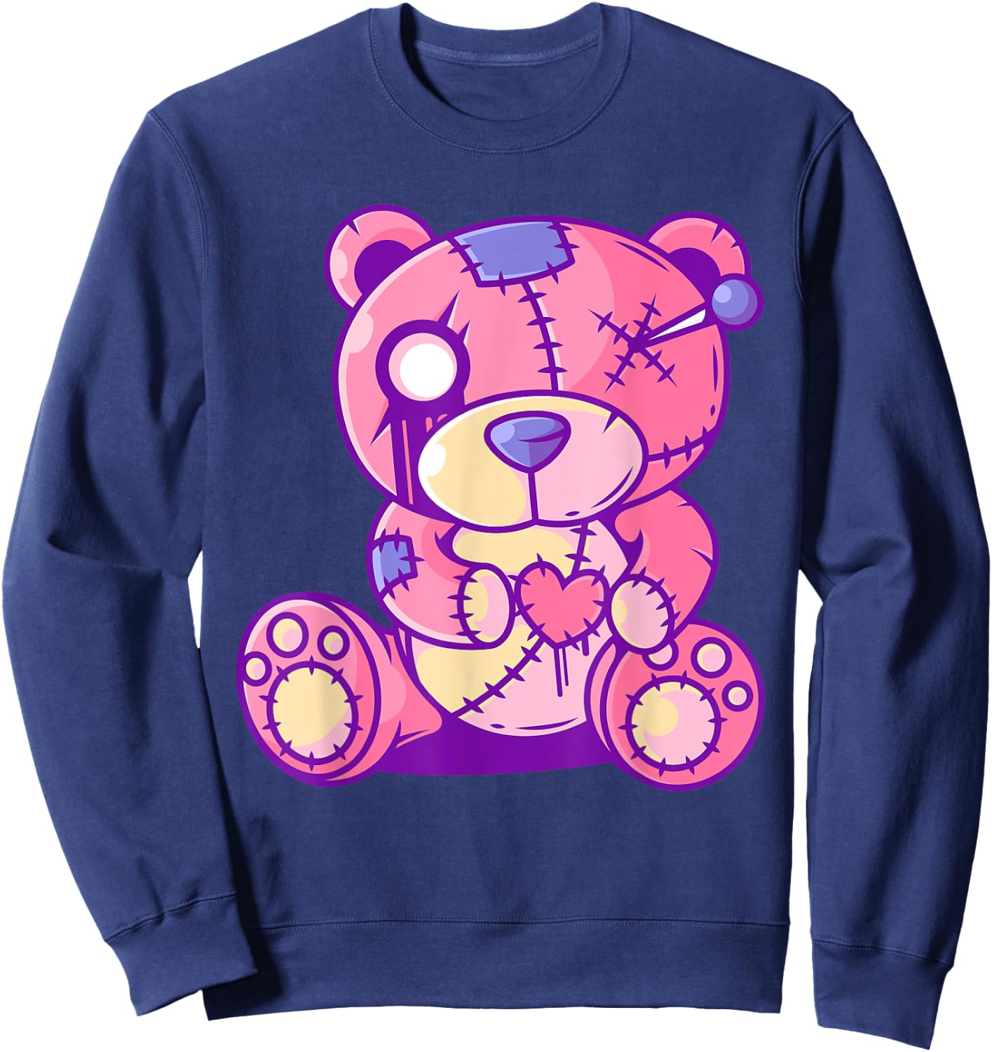 Pastel Goth Teddy Bear Japanese Anime Kawaii Menhera Sweatshirt - Sweatshirt | Navy