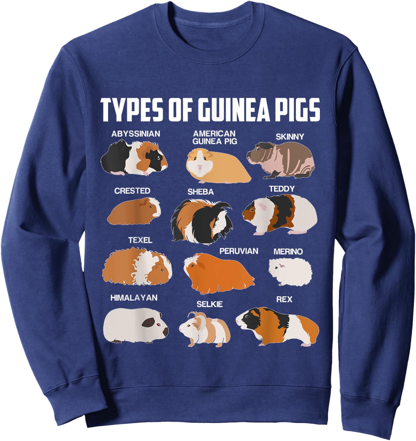 Different Types Guinea Pig Pet Gift Sweatshirt - Sweatshirt | Navy