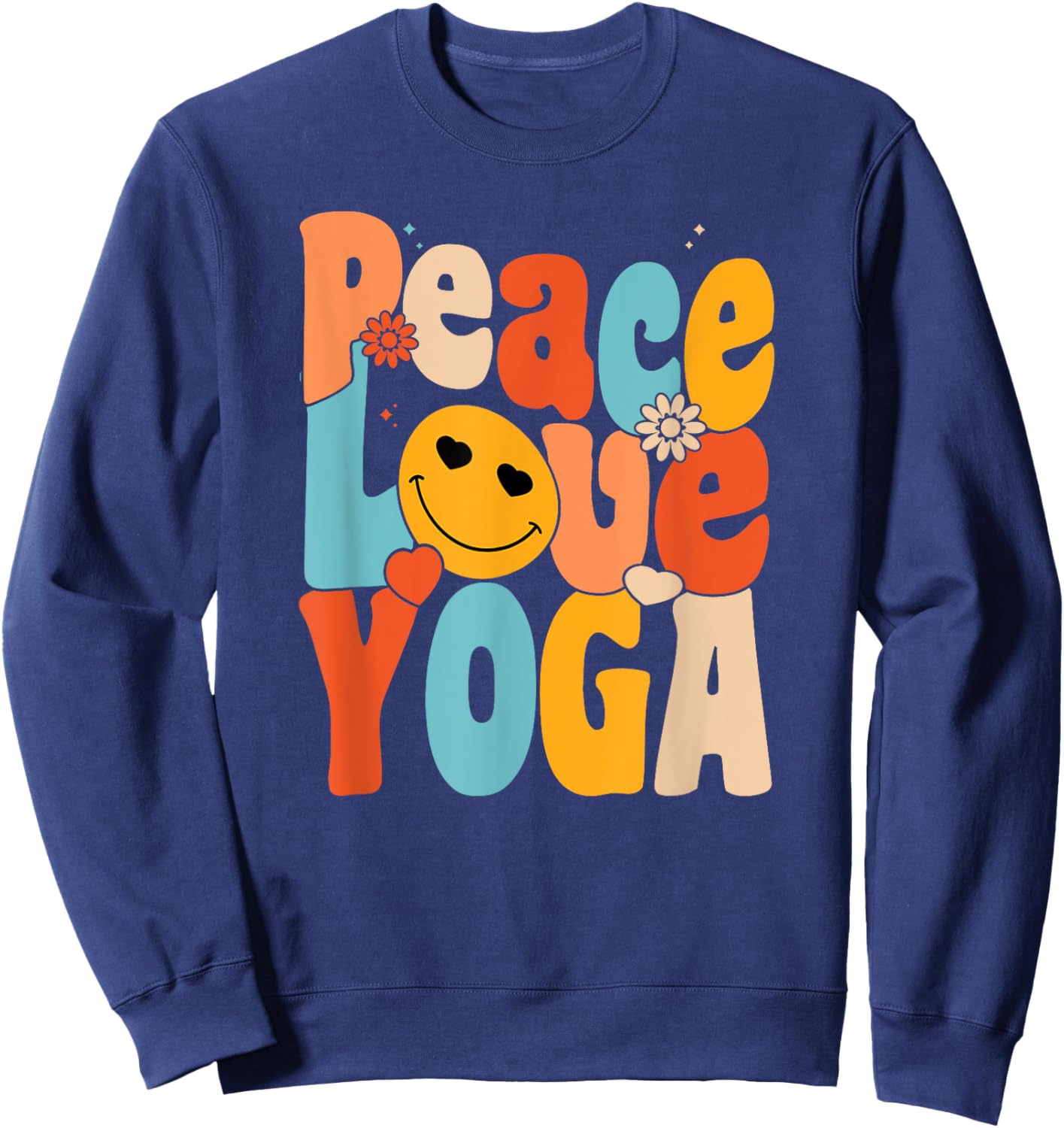 Peace Love Yoga | Retro Yoga Moms | Yoga Grandma Sweatshirt - Sweatshirt | Navy
