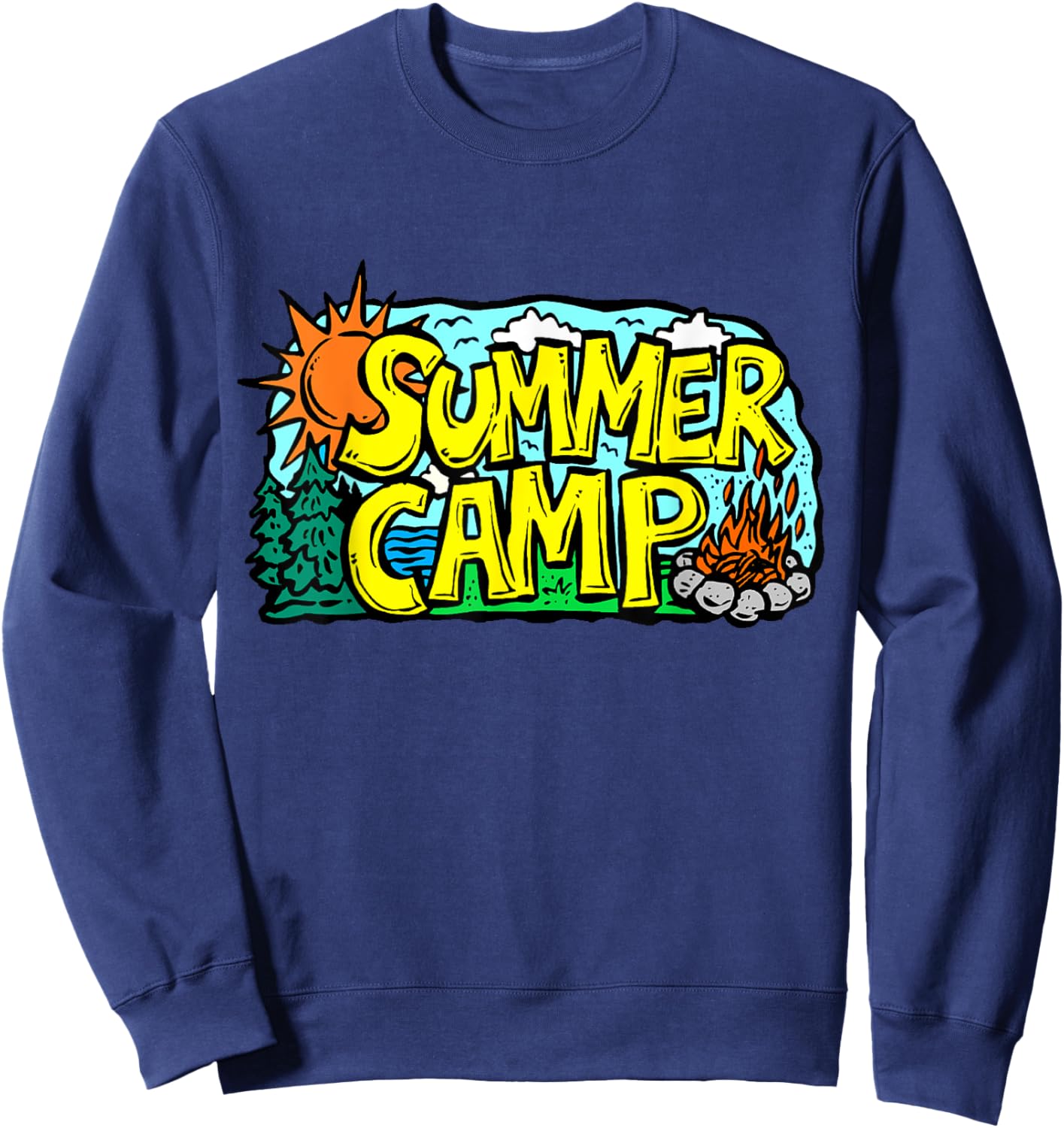 Summer camp Day camp Camping Funny Summer Sun Nature Saying Sweatshirt - Sweatshirt | Navy