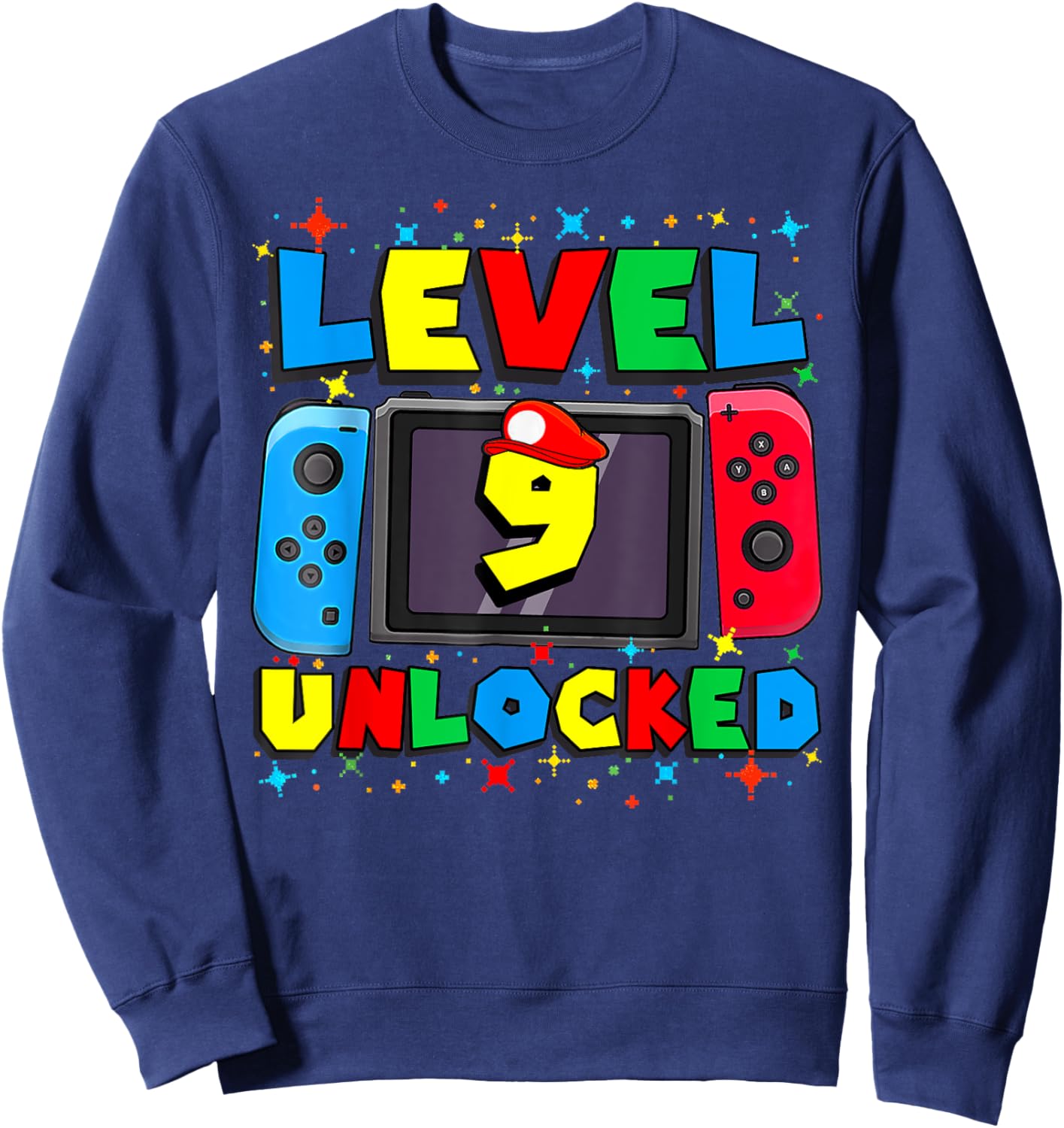 Level 9 Unlocked Gamer 9th Birthday Gift Video Game Boys Sweatshirt - Sweatshirt | Navy