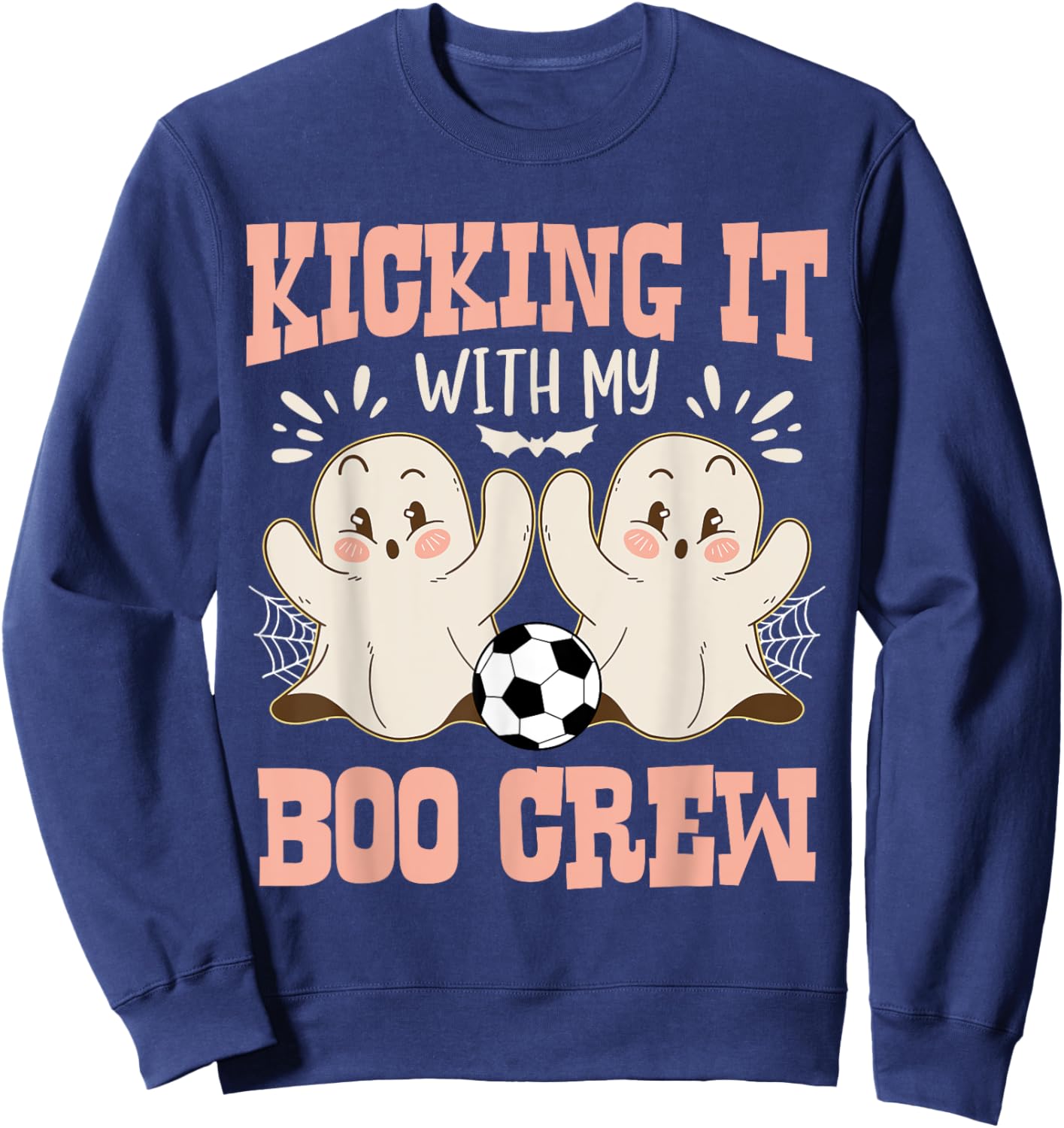 Spooky Halloween Soccer Kicking It With My Boo Crew Sweatshirt - Sweatshirt | Navy