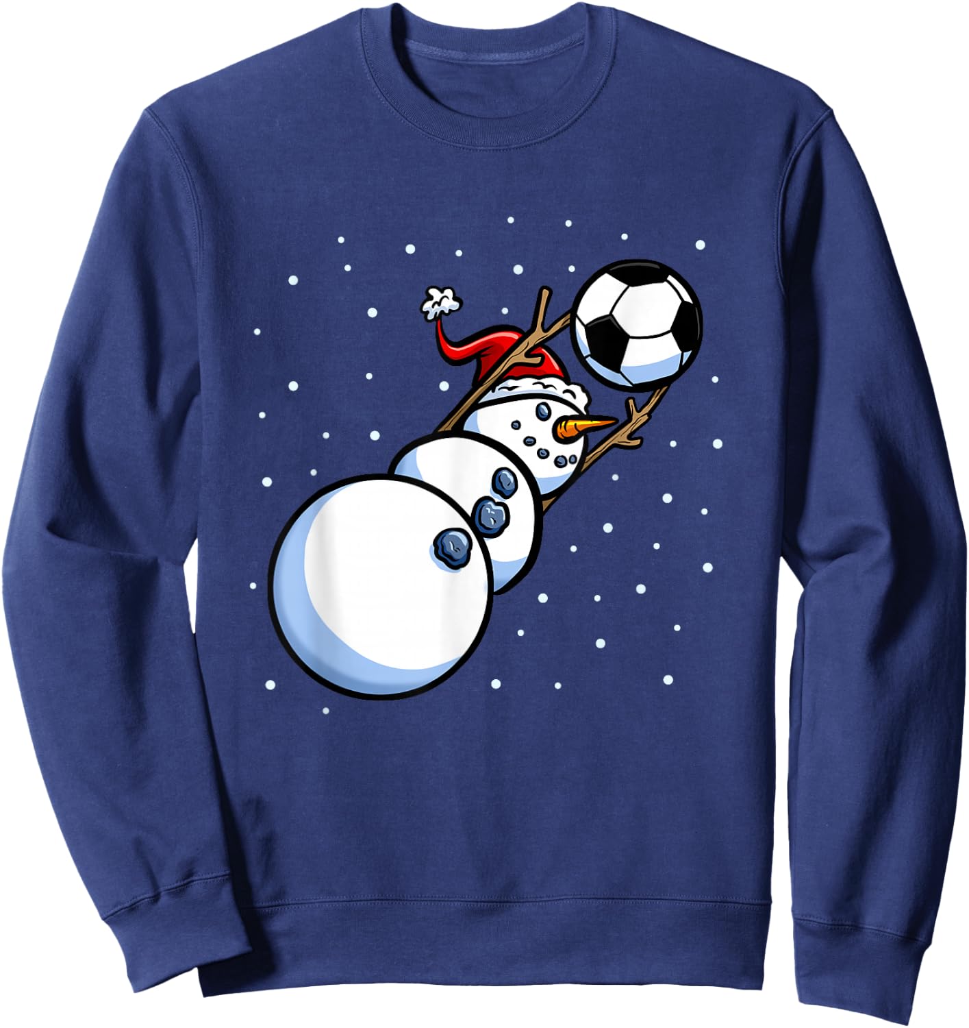 Christmas Boys Men Xmas Goalkeeper Soccer Snowman Sweatshirt - Sweatshirt | Navy