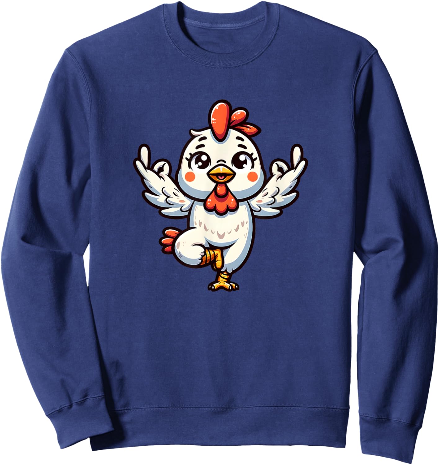 Cute Yoga Chicken Gymnastics fitness workout meditation Sweatshirt - Sweatshirt | Navy