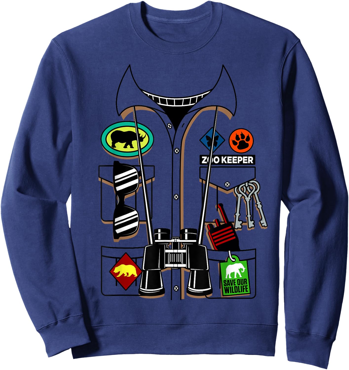 Zoo Keeper Halloween Costume DIY Jungle Safari Explorer Gift Sweatshirt - Sweatshirt | Navy